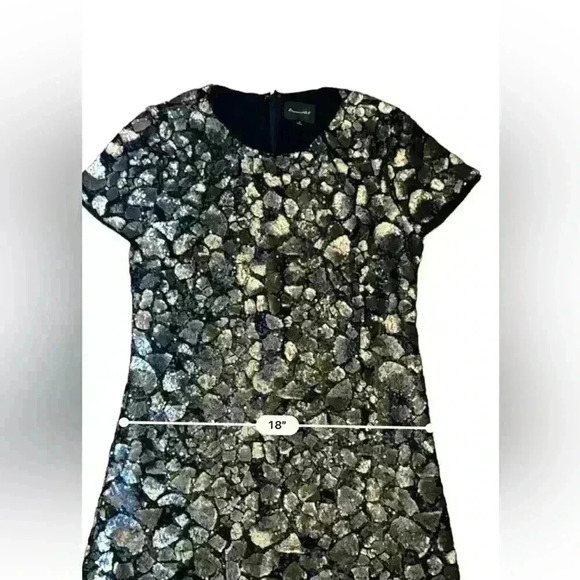 Line And Dot Black And Gold Sequin Mini Dress Size Medium - Picture 9 of 10